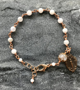 Moonstone Rosary Bracelet - Miraculous Medal - Solid Bronze