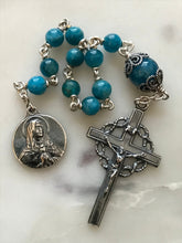 Load image into Gallery viewer, Passion rosary - Apatite and Sterling Silver - Our Lady of Sorrows CeCeAgnes
