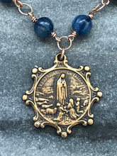 Load image into Gallery viewer, Rosary Necklace- OL of Fatima, Kyanite Gemstones and Bronze
