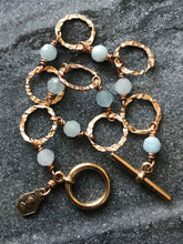 Load image into Gallery viewer, Aquamarine and Bronze Bracelet - Jesus and Mary
