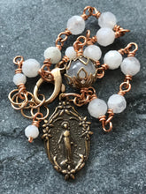 Load image into Gallery viewer, Moonstone Rosary Bracelet - Miraculous Medal - Solid Bronze
