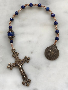 Tiny Tenner - Guardian Angel Pocket Rosary - Bronze and Lapis CeCeAgnes