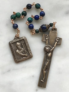 Irish Penal Rosary - Azurite and Bronze - Single Decade Rosary CeCeAgnes