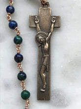 Load image into Gallery viewer, Irish Penal Rosary - Azurite and Bronze - Single Decade Rosary CeCeAgnes
