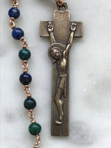 Irish Penal Rosary - Azurite and Bronze - Single Decade Rosary CeCeAgnes