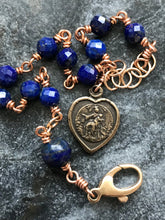 Load image into Gallery viewer, Lapis and Bronze Scapular Bracelet - Jesus and Mary
