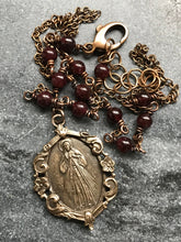 Load image into Gallery viewer, Divine Mercy Necklace - Solid Bronze and Garnet
