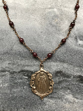 Load image into Gallery viewer, Divine Mercy Necklace - Solid Bronze and Garnet
