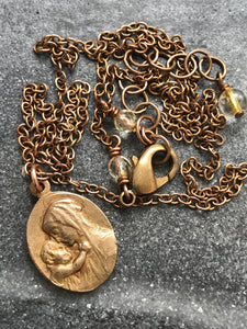 Botticelli Madonna and Child Solid Bronze Necklace