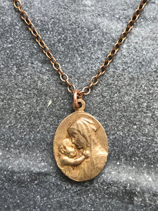 Botticelli Madonna and Child Solid Bronze Necklace