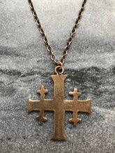 Load image into Gallery viewer, Cross of Jerusalem Solid Bronze Necklace
