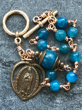 Load image into Gallery viewer, Our Lady of Guadalupe Apatite and Bronze Rosary Bracelet
