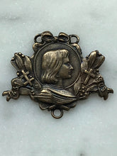 Load image into Gallery viewer, Saint Joan of Arc Rosary Centerpiece: 1586 Antique Bronze Medal
