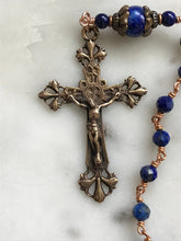 Load image into Gallery viewer, Tiny Tenner - Guardian Angel Pocket Rosary - Bronze and Lapis CeCeAgnes
