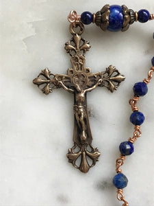 Tiny Tenner - Guardian Angel Pocket Rosary - Bronze and Lapis CeCeAgnes