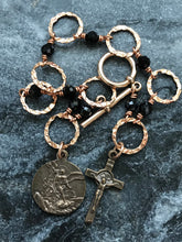 Load image into Gallery viewer, Black Tourmaline and Bronze Bracelet - Saint Benedict and Saint Michael
