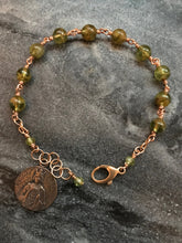 Load image into Gallery viewer, Peridot Rosary Bracelet - August Birthstone and Saint Louis King of France
