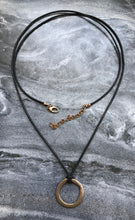 Load image into Gallery viewer, Penal Ring Solid Bronze and Leather Necklace
