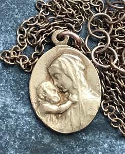 Botticelli Madonna and Child Solid Bronze Necklace