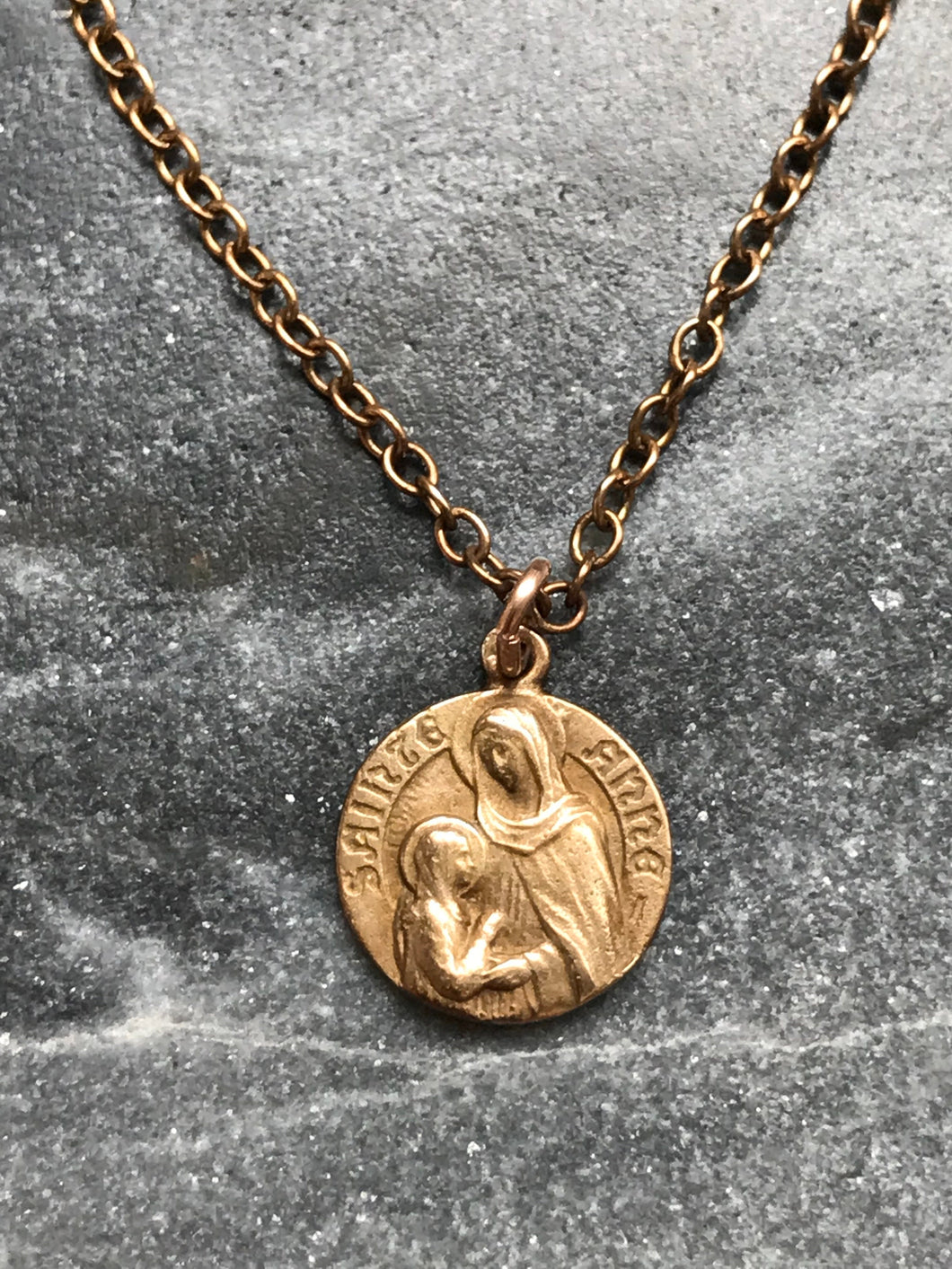 Saint Ann Solid Bronze Necklace