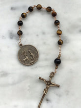 Load image into Gallery viewer, Saint Anthony Rosary - Tiger eye and Bronze - Single Decade Tenner
