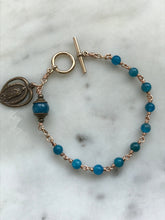 Load image into Gallery viewer, Our Lady of Guadalupe Apatite and Bronze Rosary Bracelet
