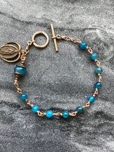 Load image into Gallery viewer, Our Lady of Guadalupe Apatite and Bronze Rosary Bracelet
