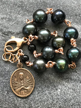 Load image into Gallery viewer, Our Lady of Sorrows Peacock Pearl and Bronze Rosary Bracelet
