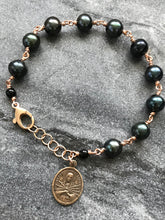 Load image into Gallery viewer, Our Lady of Sorrows Peacock Pearl and Bronze Rosary Bracelet
