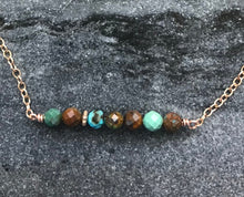 Load image into Gallery viewer, Beaded Bar Necklace - Solid Bronze - Hubei Turquoise
