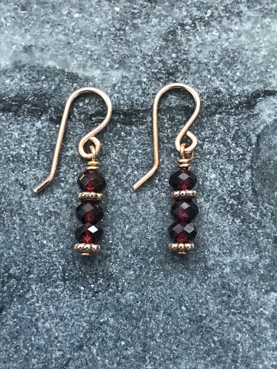 Earrings - Solid Bronze and Garnet