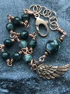 Seraphym and Bronze Rosary Bracelet - Seraphinite Angel Wing