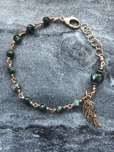 Seraphym and Bronze Rosary Bracelet - Seraphinite Angel Wing