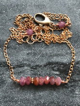 Load image into Gallery viewer, Beaded Bar Necklace - Solid Bronze - Rubies
