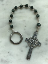 Load image into Gallery viewer, Celtic Penal Rosary - Sterling Silver and Seraphinite Gemstones - Beautiful Celtic Cross - Single Decade Rosary CeCeAgnes
