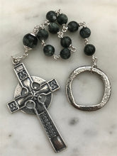 Load image into Gallery viewer, Celtic Penal Rosary - Sterling Silver and Seraphinite Gemstones - Beautiful Celtic Cross - Single Decade Rosary CeCeAgnes
