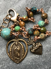 Load image into Gallery viewer, Our Lady of Guadalupe Turquoise and Bronze Rosary Bracelet -Sacred Heart
