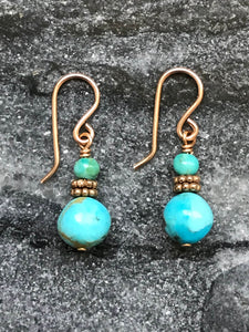 Earrings - Solid Bronze and Turquoise