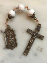 Load image into Gallery viewer, Three Hail Mary Chaplet - Saint Christopher  - Howlite and Bronze
