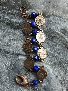 OL of Sorrows Bronze Rosary Bracelet - Lapis Lazuli Gemstones