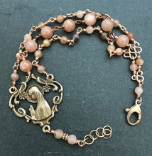 Load image into Gallery viewer, The Blessed Virgin Mary Bracelet - Solid Bronze and Orange Moonstone
