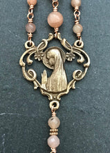 Load image into Gallery viewer, The Blessed Virgin Mary Bracelet - Solid Bronze and Orange Moonstone
