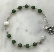 Load image into Gallery viewer, Green Diopside Rosary Bracelet - All Sterling - Wire-wrapped CeCeAgnes
