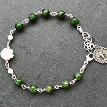 Load image into Gallery viewer, Green Diopside Rosary Bracelet - All Sterling - Wire-wrapped CeCeAgnes
