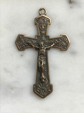 Load image into Gallery viewer, Shield Crucifix Pendant -  Bronze - Antique Reproduction 1081 CeCeAgnes Rosary Parts
