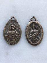 Load image into Gallery viewer, Medal - Sacred Heart - Scapular - Bronze  - Antique Reproduction 625 CeCeAgnes Rosary Parts
