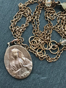 Our Lady of Lourdes Solid Bronze Necklace