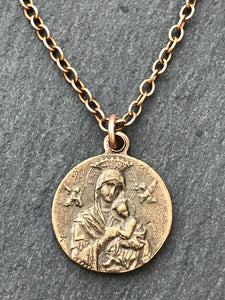 Our Lady of Perpetual Help Solid Bronze Necklace