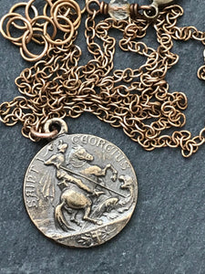 Saint George Solid Bronze Necklace