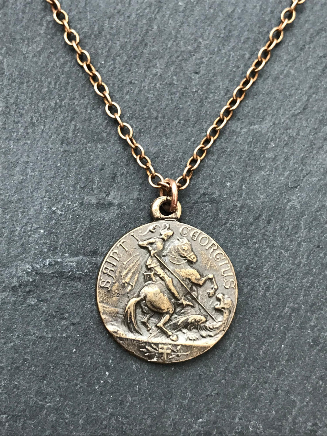 Saint George Solid Bronze Necklace